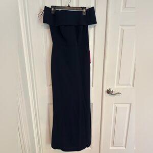 Calvin Klein Navy Blue Off the Shoulder Formal Dress